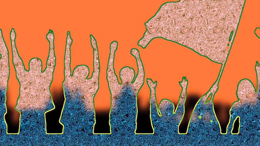 Большая голограмма «вышла» на протест в Мадриде