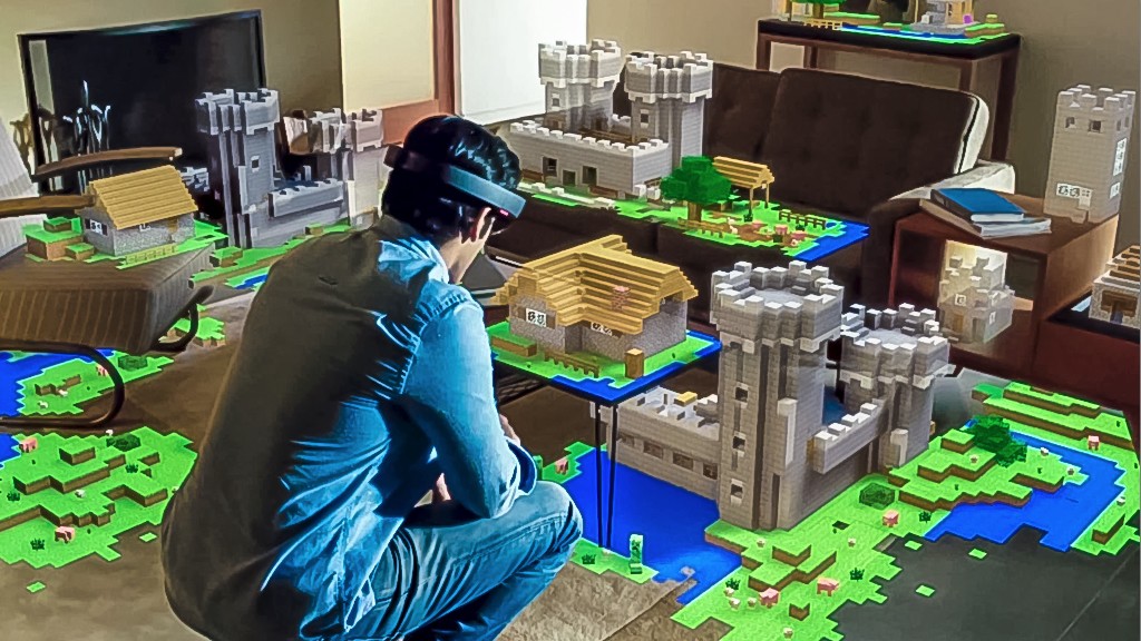Как выглядит Minecraft в комнате через HoloLens?